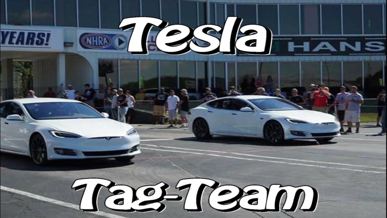 Tesla P100D & P90D Tag Team 1/4 Dragstrip vs Muscle Cars!