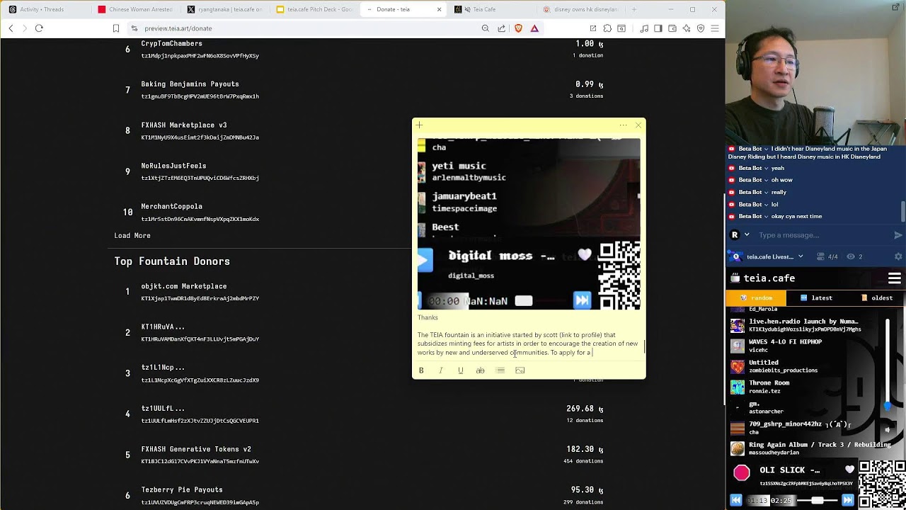 teia.cafe Livestream: - Music/Art/Gaming/Crypto (#Tezos Seattle)