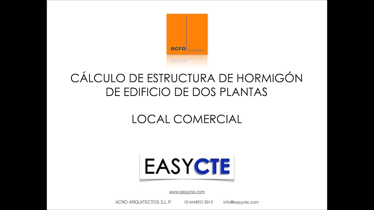 Cálculo de estructura de hormigón de edificio comercial de dos plantas.
