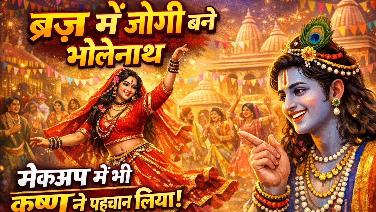 जब भोलेनाथ बने ब्रज की नाचिनी | मेकअप में छिपे शिव को कृष्ण ने पहचान लिया । बहुत ही प्यारा भजन 
