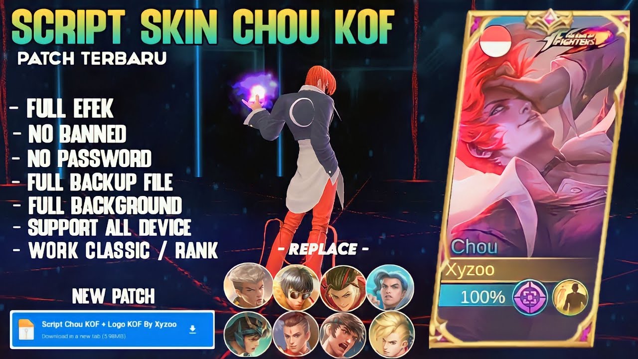 New Update | Script Skin Chou KOF Lori Yagami No Password | Full Effect & Voice | New Patch