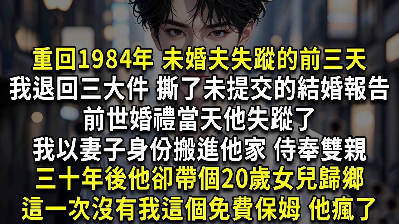 重回1984年 未婚夫失蹤的前三天，我退回三大件 撕了未提交的結婚報告，前世婚禮當天他失蹤了，我以妻子身份搬進他家 侍奉雙親，三十年後他卻帶個20歲女兒歸鄉，這一次沒有我這個免費保姆 他瘋了