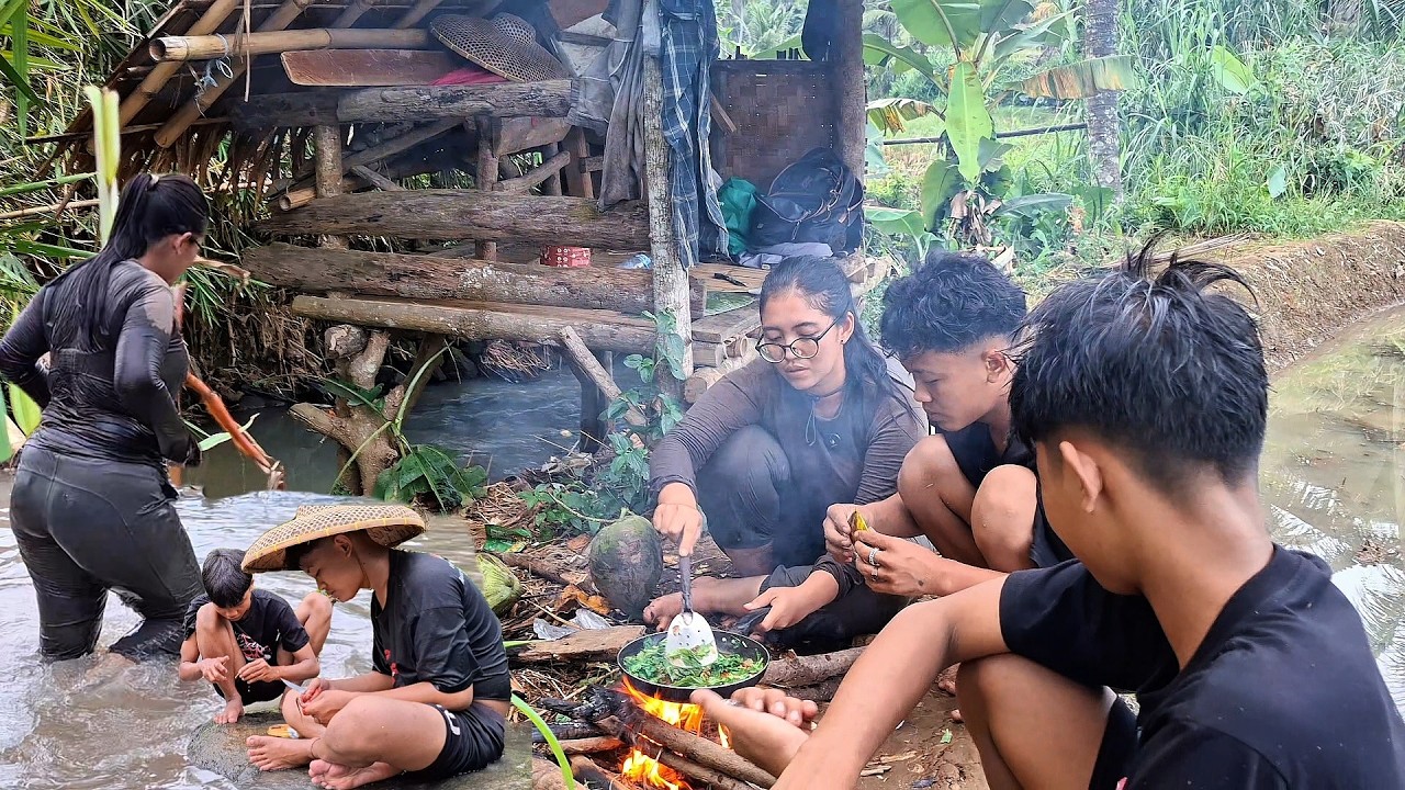 HIDUP DI DESA,, MASAK BELUT SEDERHANA DI PINGGIR SUNGAI