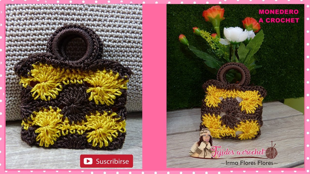 MINIATURA DE BOLSO PARA MONEDERO A CROCHET/ TEJIDO CON HILOS CLAVE