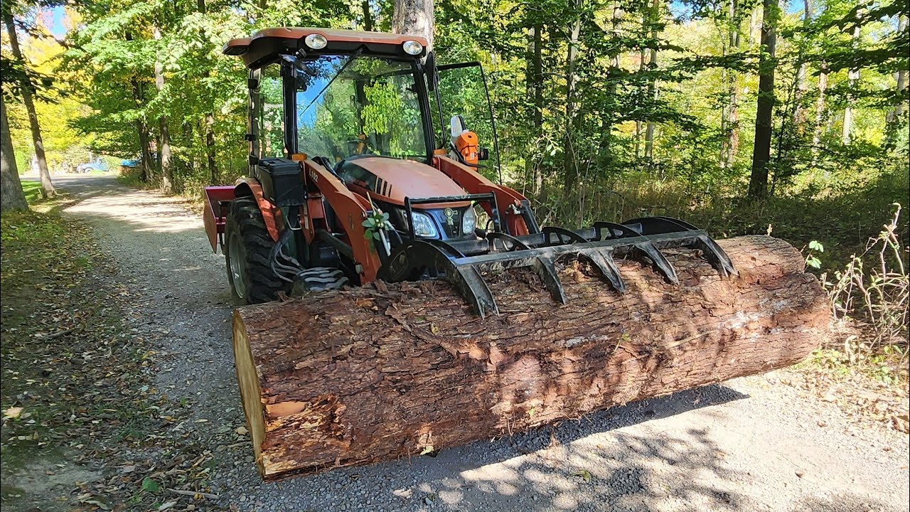 OVER 2K LBS! Maple Log! Can The RK37 Tractor With Grapple Lift It And Carry It Out Of The Forest?!