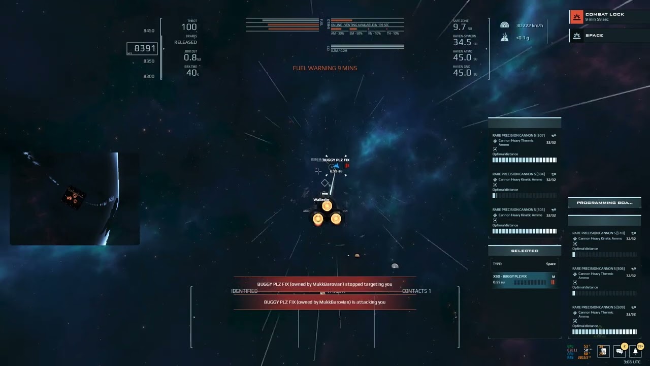 DU small corvette pvp test #2 - small cannons vs a very zippy boi