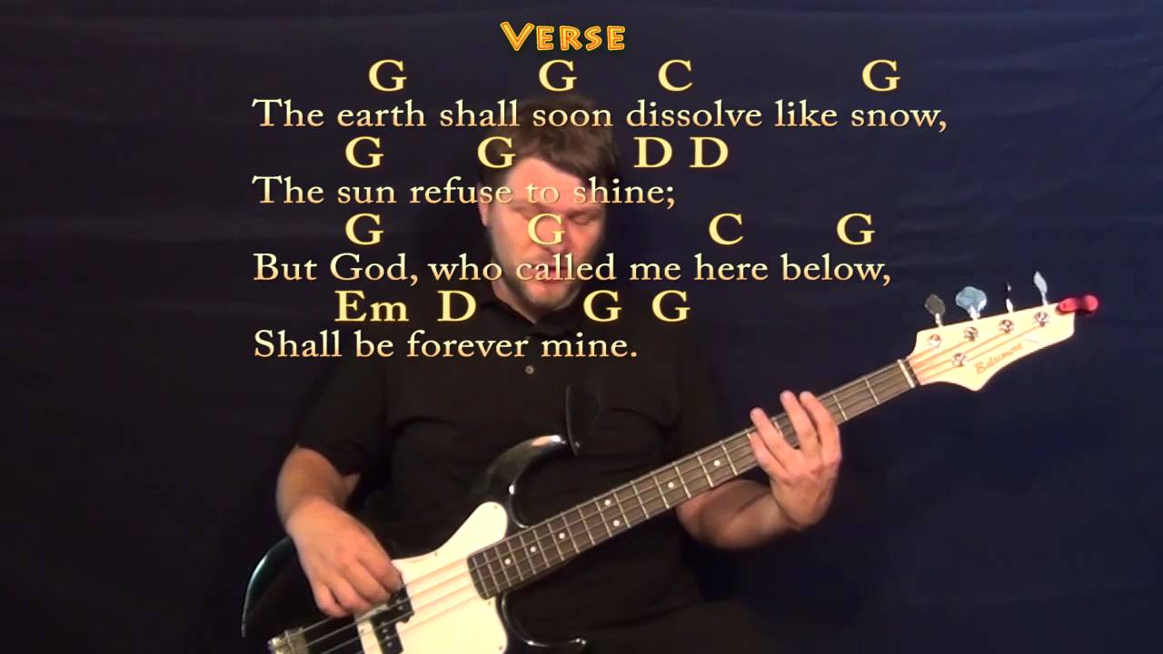 Amazing Grace (Hymn) Bass Guitar Cover Lesson in G with Chords/Lyrics