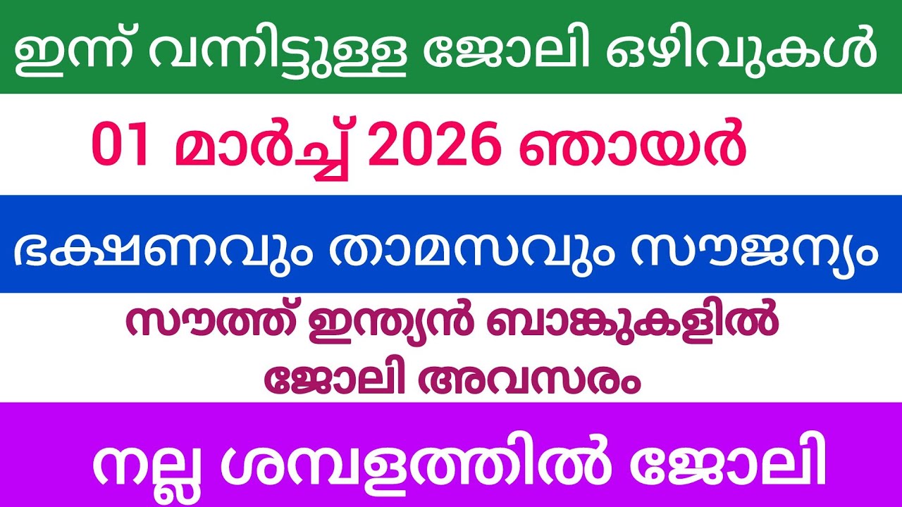 ഇന്ന് വന്ന ജോലി അവസരങ്ങൾ| kerala job vacancy today | latest job vacancy in kerala | job vacancy 2024