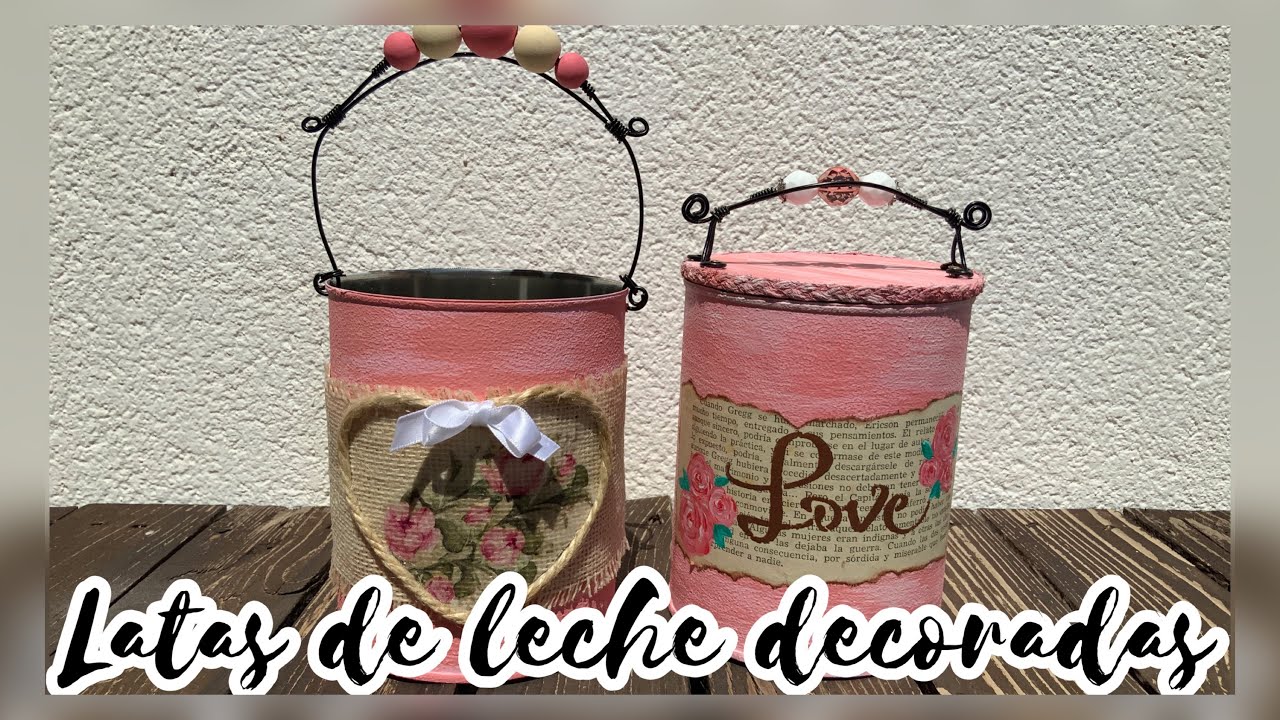 Latas decoradas con decoupage y alambre / Cans decorated with decoupage and wire (english subtitles)