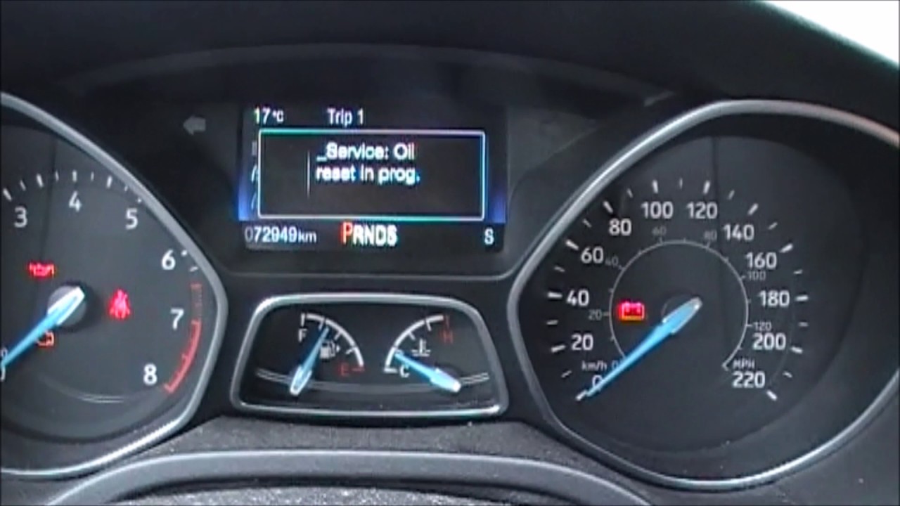 Сброс срока службы масла Ford Focus 2011, 2012, 2013, 2014, 2015, 2016, 2017, 2018, 2019, 2020