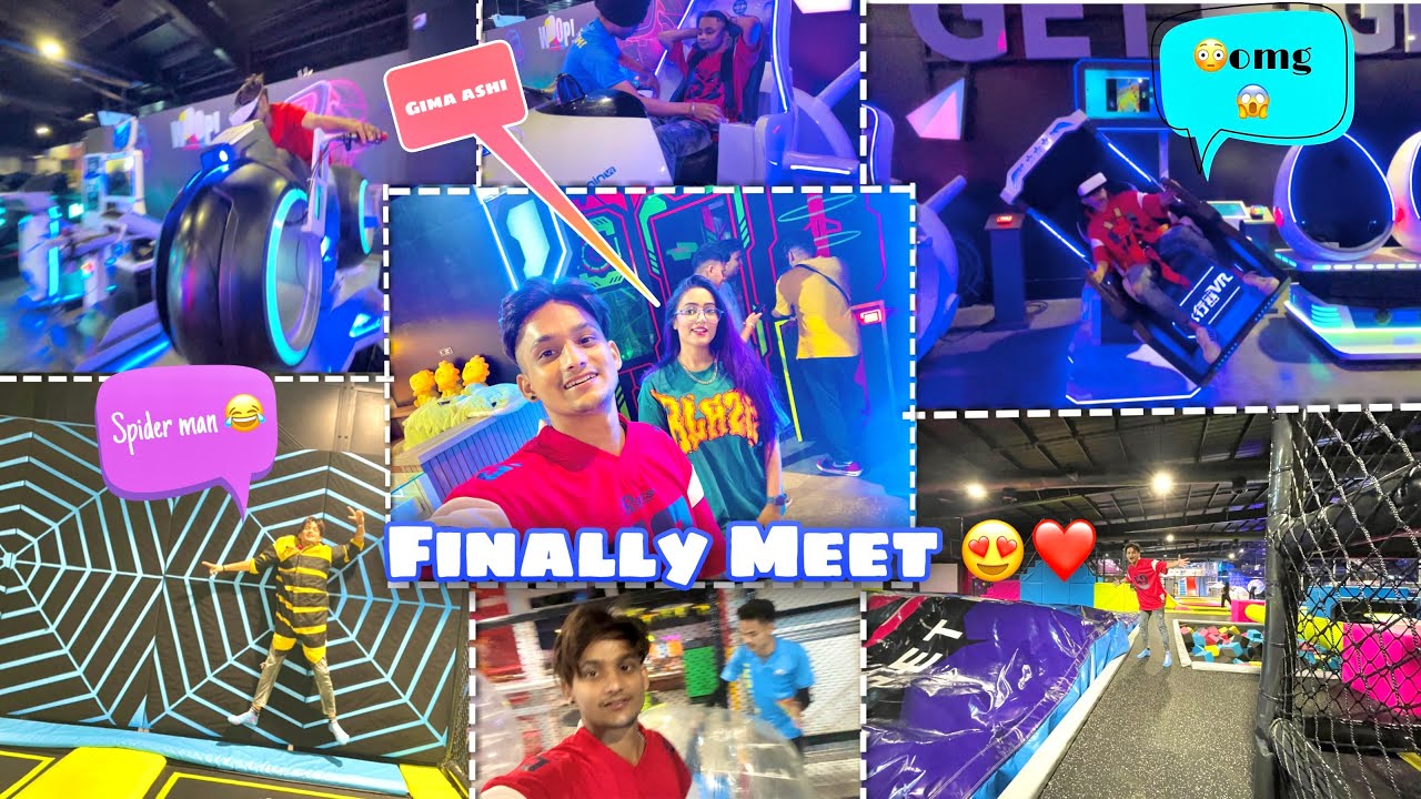 FINALLY MEET @GarimaChaurasia  🤩 | INDIA'S LARGEST TRAMPOLINE PARK WOOP 😱| TRAMPOLINE PARK |BOBBY KHANN