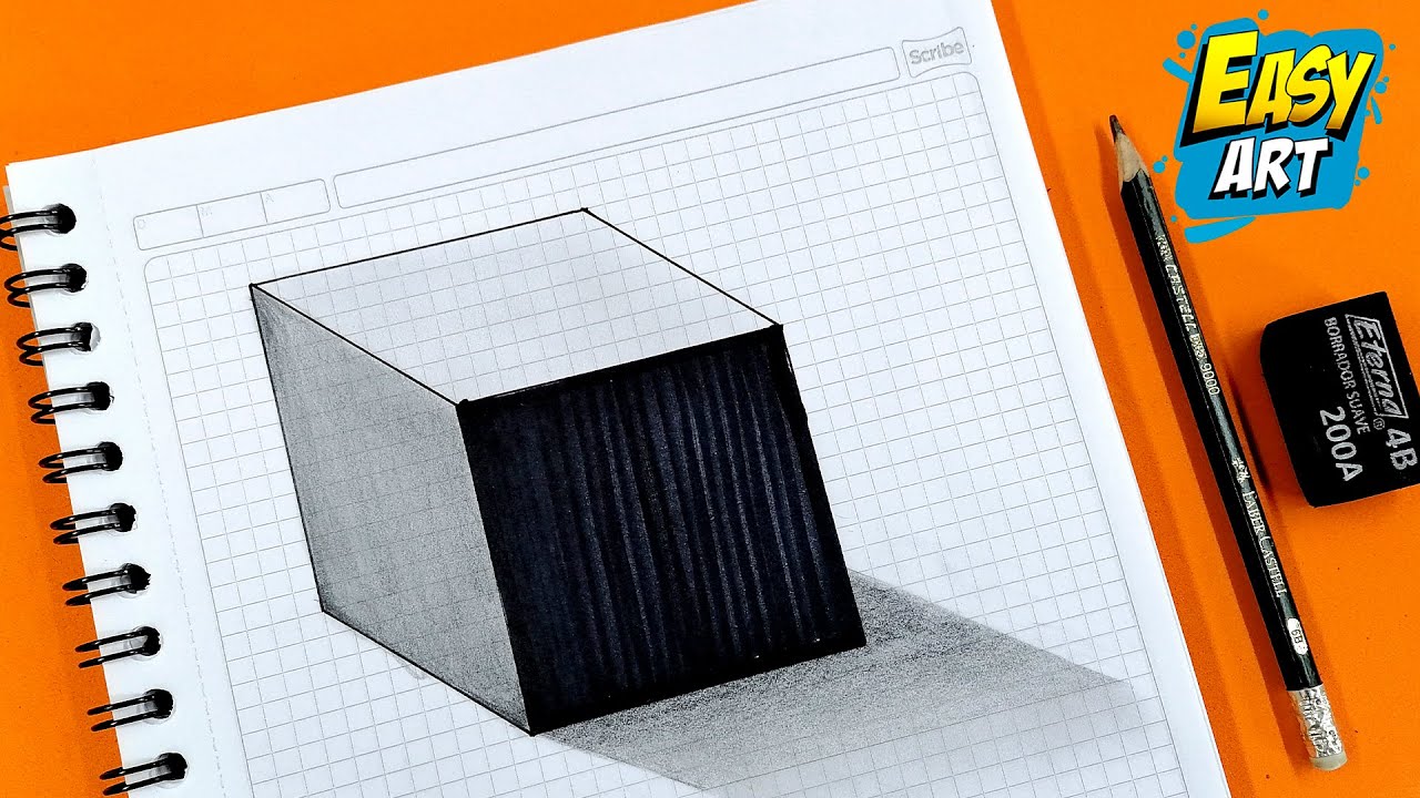 🟢 How to Draw 3D CUBE step by step - Como Dibujar un CUBO 3D Paso a paso - 3D çizimler kolay