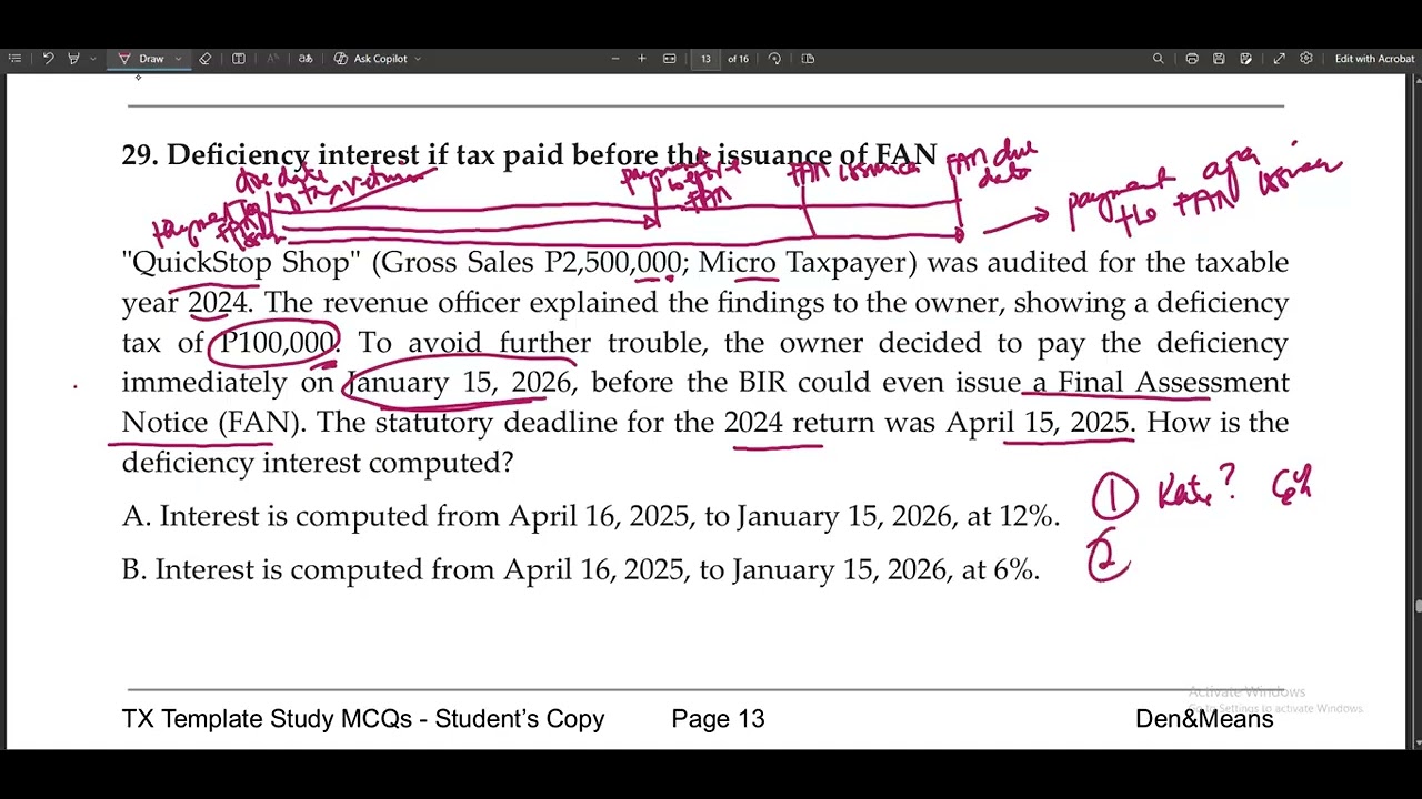 MCQ029 Remedies Deficiency Interest