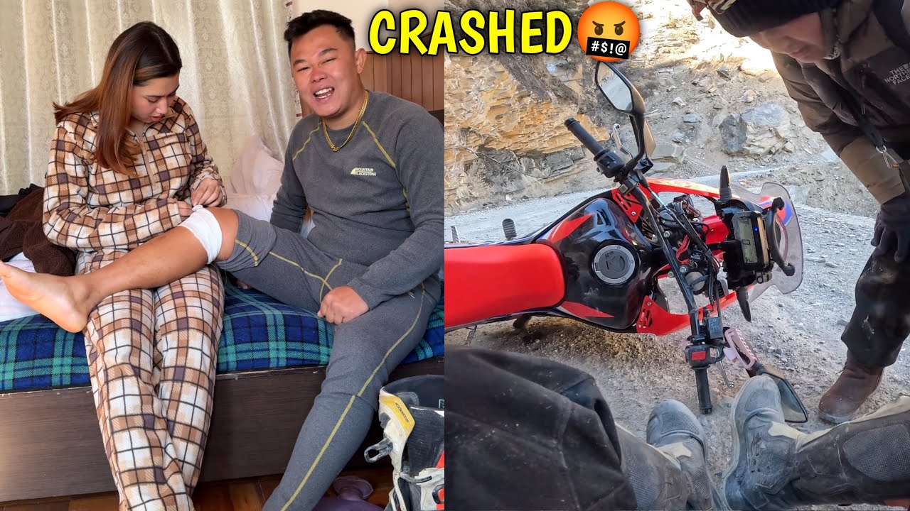 ICE MA CRASH BHAYRA LEG FRACTURE BHO😭 UPPER MUSTANG / CRF RALLY 300 / @rajkumarthapamagar32