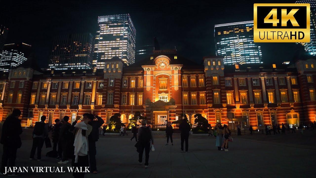 Japan-Tokyo Station Night Walk &ndash; Beautiful Marunouchi Streets [4K]
