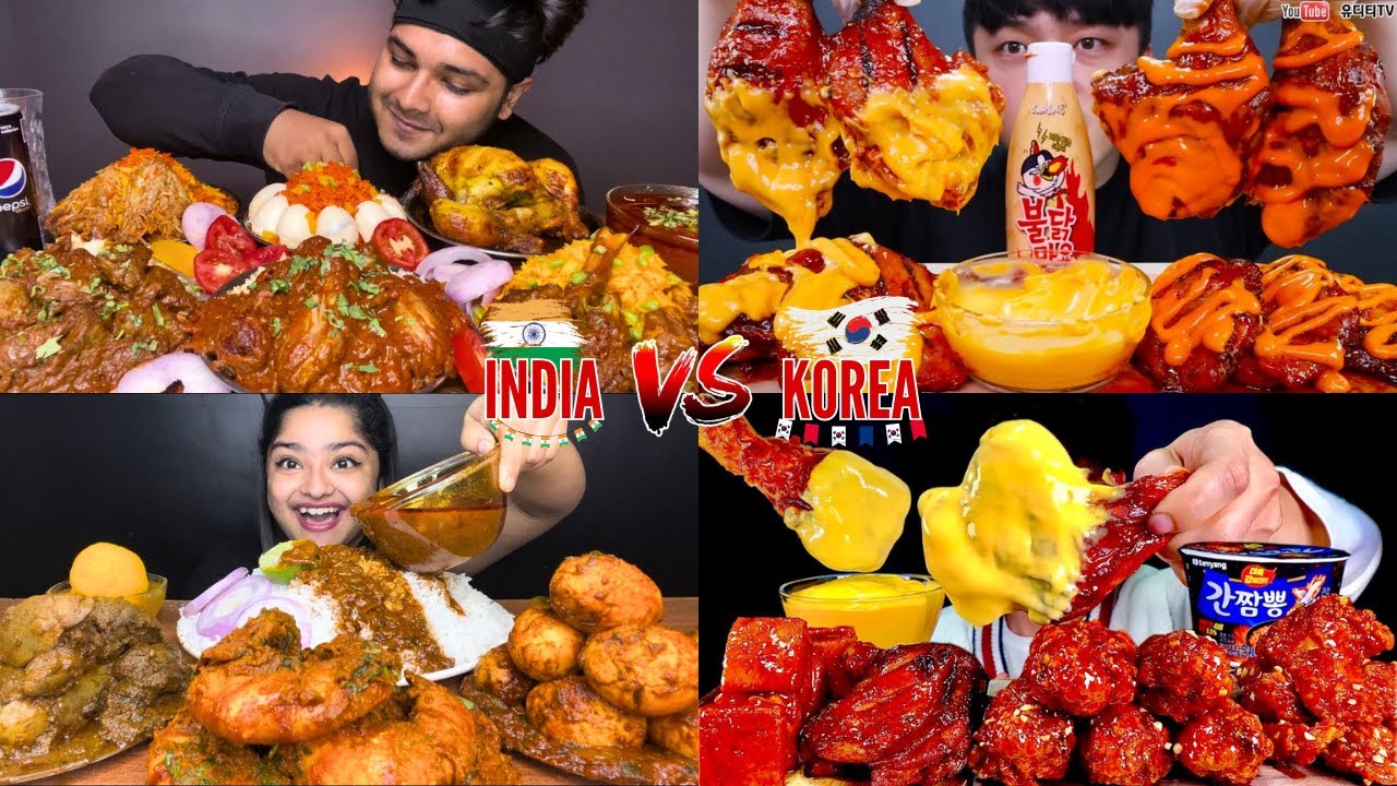 INDIA VS KOREA🔥Mukbang Eating Compilation