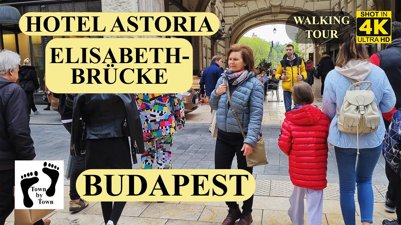 💥 BUDAPEST, HOTEL ASTORIA ZU ELISABETHBRÜCKE, CITY WALKING TOUR, 4k, 60fps