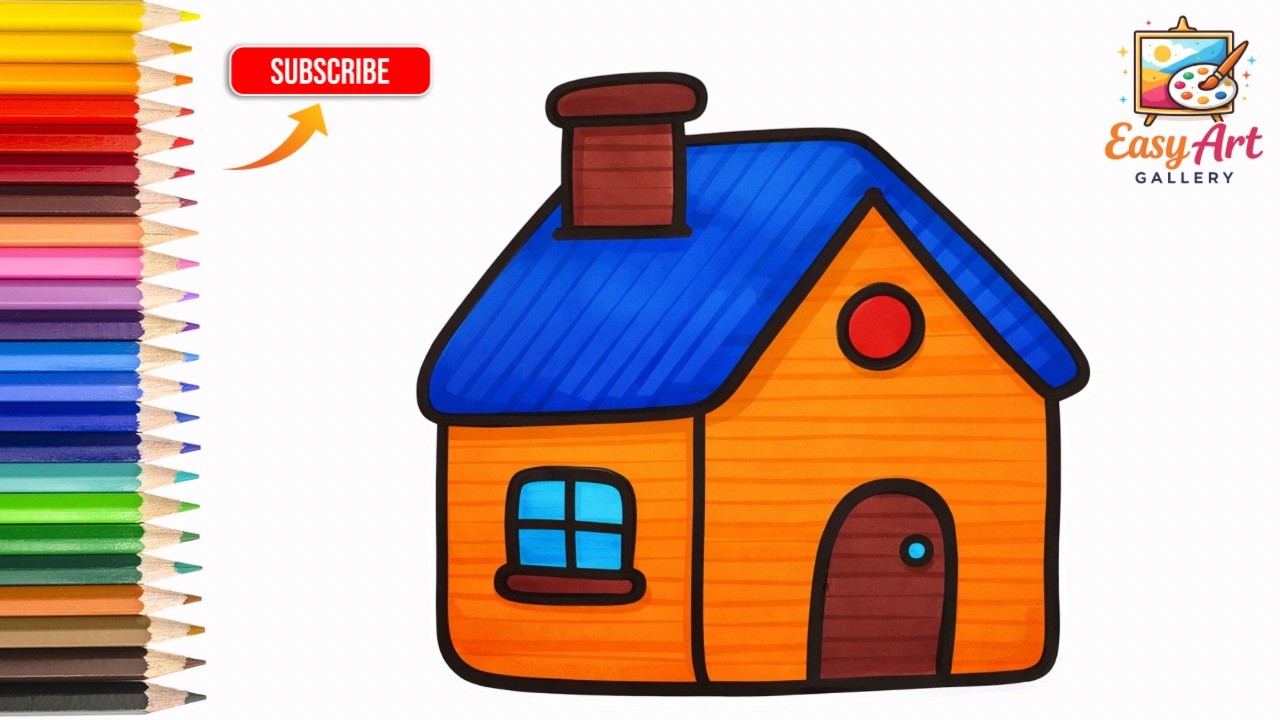 How to Draw a House for Kids 🏠 | Easy Drawing Step by Step | Coloring for Children