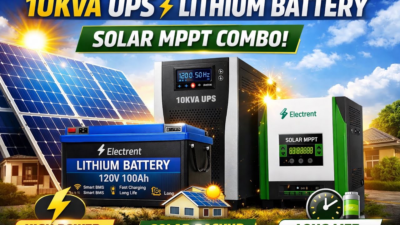 120V 100Ah Lithium Battery with Solar MPPT | Electrent 10KVA UPS | Full Setup & Benefits
