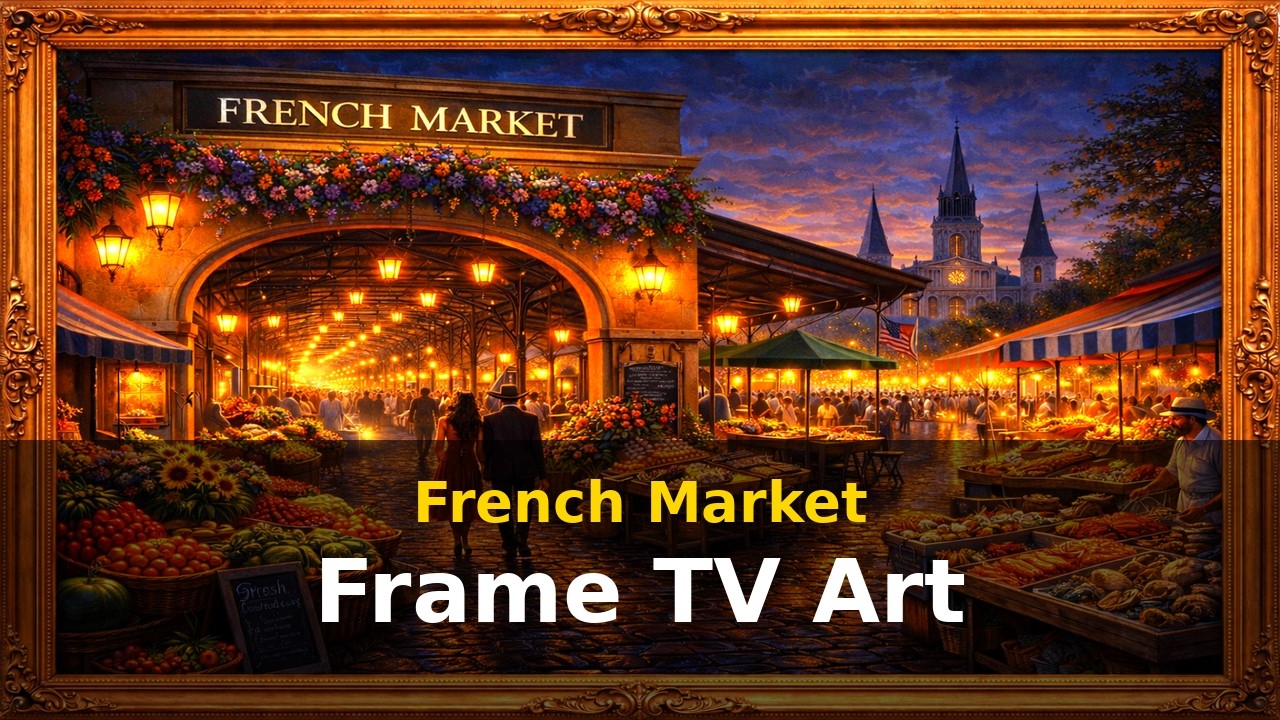 New Orleans French Market Frame TV Art | Elegant 4K Wall Display | 2 Hours