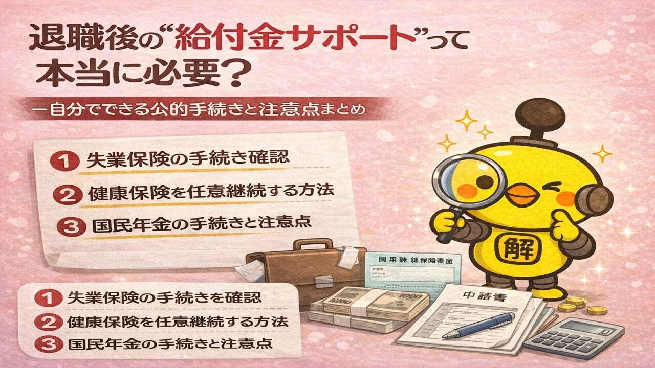 退職後の“給付金サポート”って本当に必要？自分でできる手続きと注意点まとめ