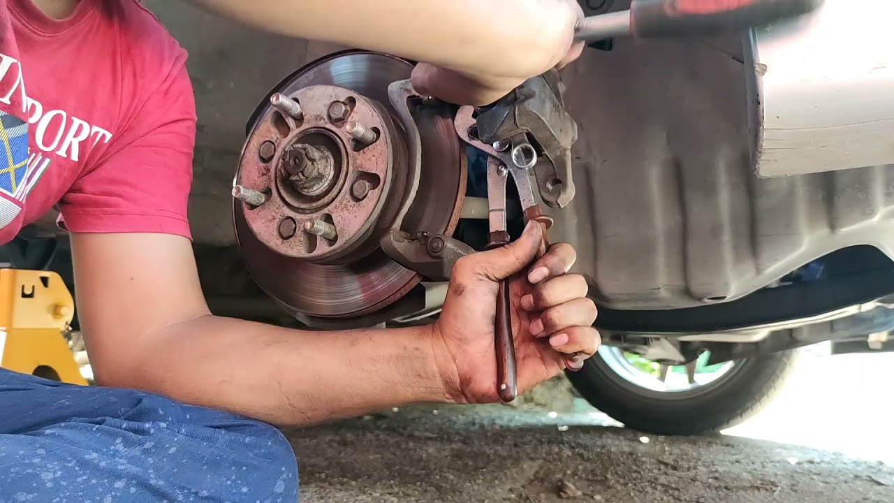 cara tukar brake pad proton iswara