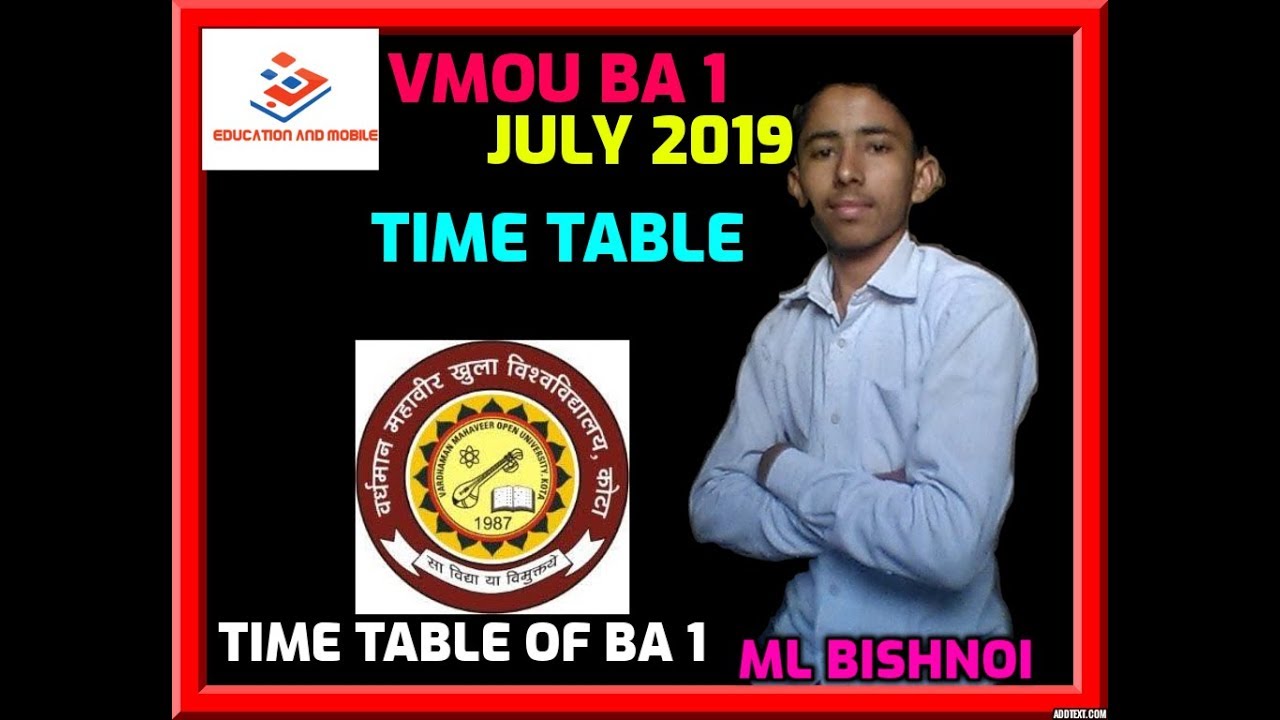 Vmou ba 1 year,s june 2019 exam timetable