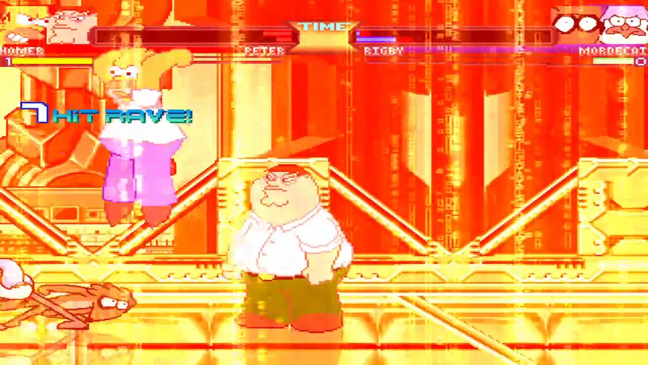 NICK54222 MUGEN: Homer Simpson and Peter Griffin VS Mordecai and Rigby