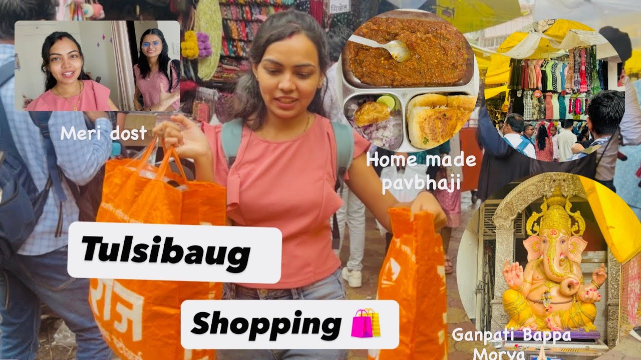 Tulsi Baug Shopping Vlog  🛍️| Pune Street Shopping + Home Made Pav Bhaji 😋 | Ganpati Bappa Morya 🙏