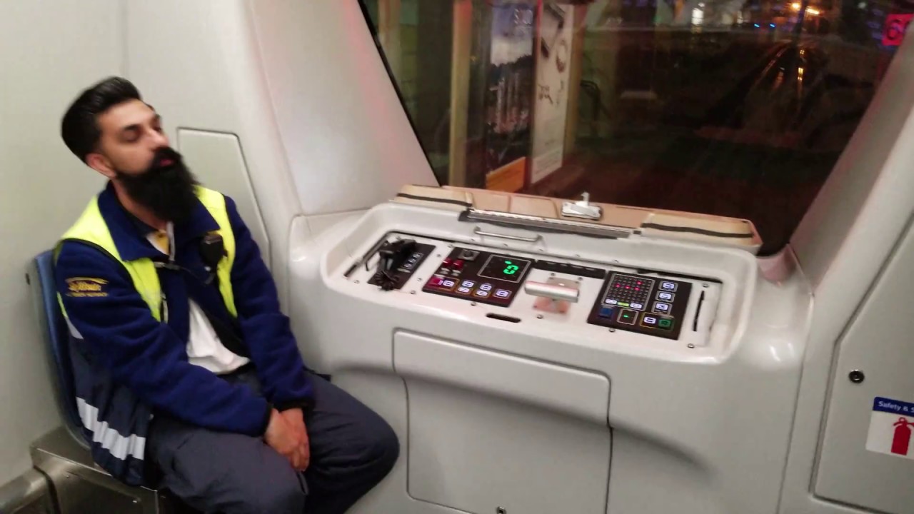 Vancouver SKYTRAIN: ON-BOARD THE WATERFRONT-STADIUM SHUTTLE TRAIN During Evening Track Maintenance