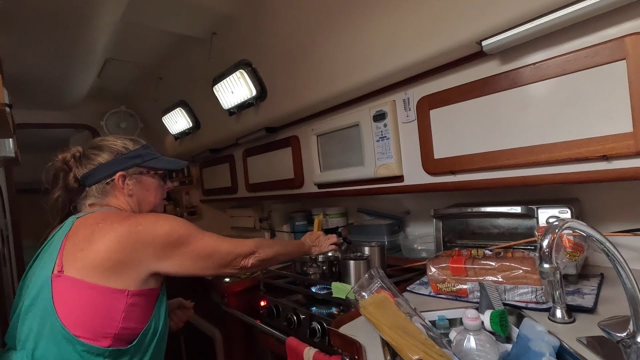 Ep  179 Cooking on our monohull underway to Dominica