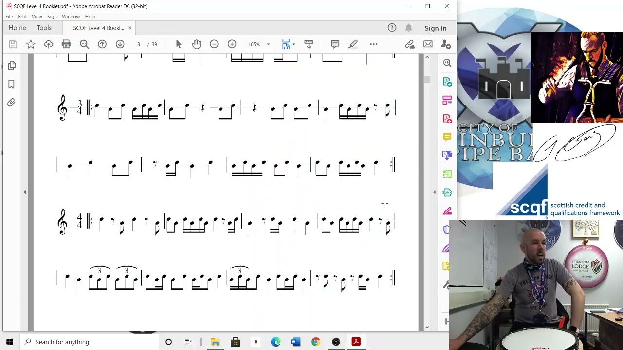 SCQF Level 4 Snare Drumming - Counting in Simple Time