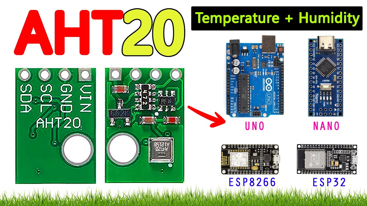 AHT20 Temperature & Humidity Sensor with arduino uno, nano, esp32 and esp8266