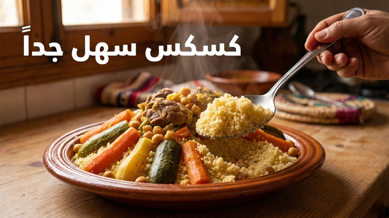 كسكس يوم الجمعة طريقة سهلة 