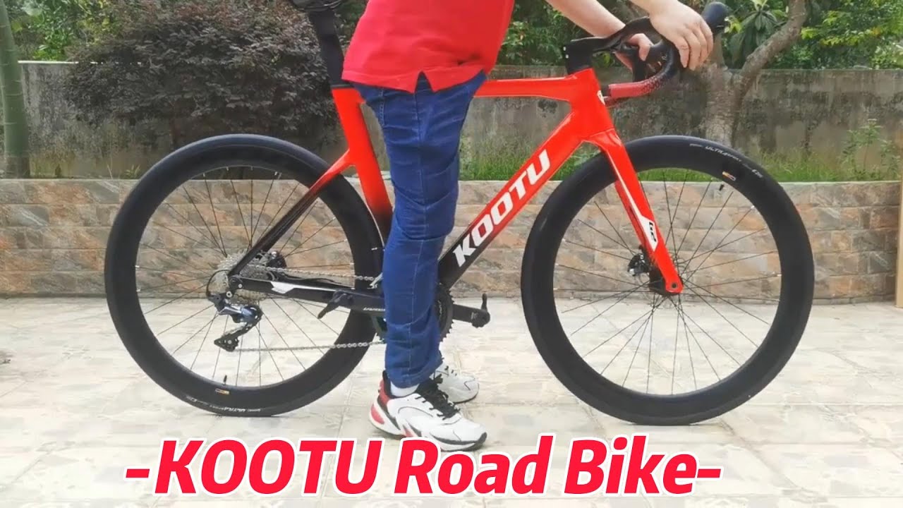 Foldable Carbon Fiber KOOTU Road Bike Double Disc Brake 22Speed Gears