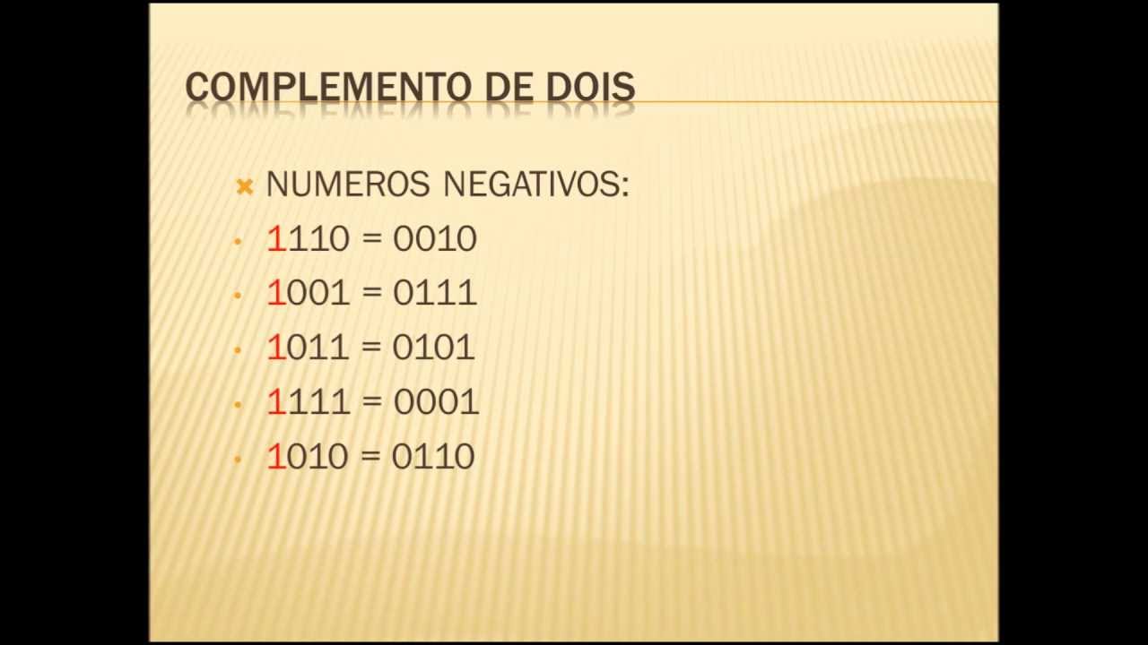 NUMEROS BINÁRIOS - COMPLEMENTO DE DOIS