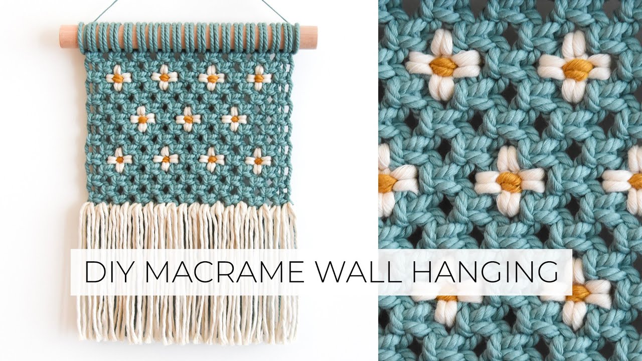 DIY MACRAME WALL HANGING with daisy flowers 🌼 | How to macrame | Step by step tutorial