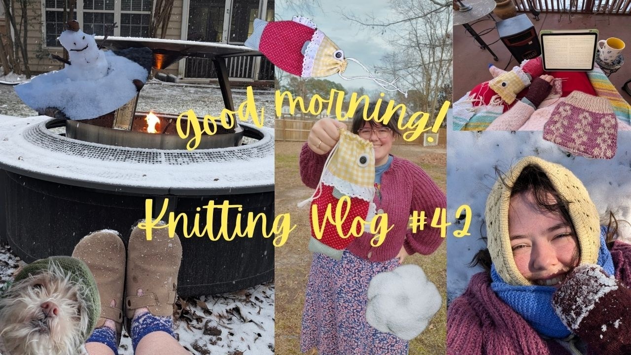Let’s Knit Some Socks! Wait Scratch That! Let's Sew a Fish bag! Also It's Snowing! Knitting Vlog #42