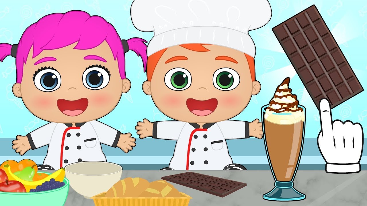 BABY ALEX AND LILY How to Make Chocolate Milkshakes with Ice-Cream 🍨 Easy Summer Recipes for Kids