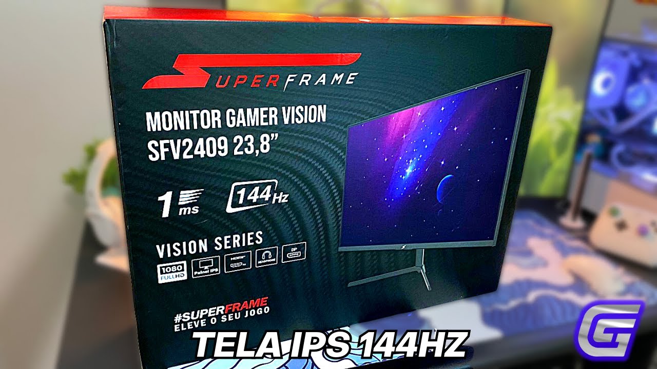 Monitor Gamer SuperFrame Vision, 24p, Full HD, IPS, 1ms, 144Hz / UNBOXING  E IMPRESS&Otilde;ES