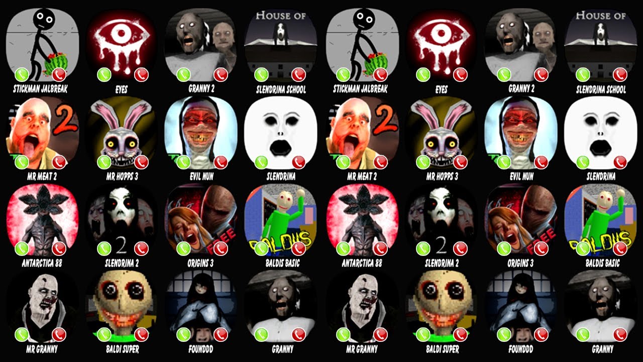 Stickman Jailbreak 1, Eyes - Horror Game, Granny 2, House of Slendrina, Mr Meat 2...