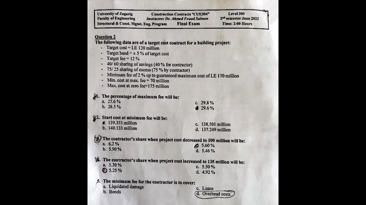 Construction Contracts - Target Cost Contract