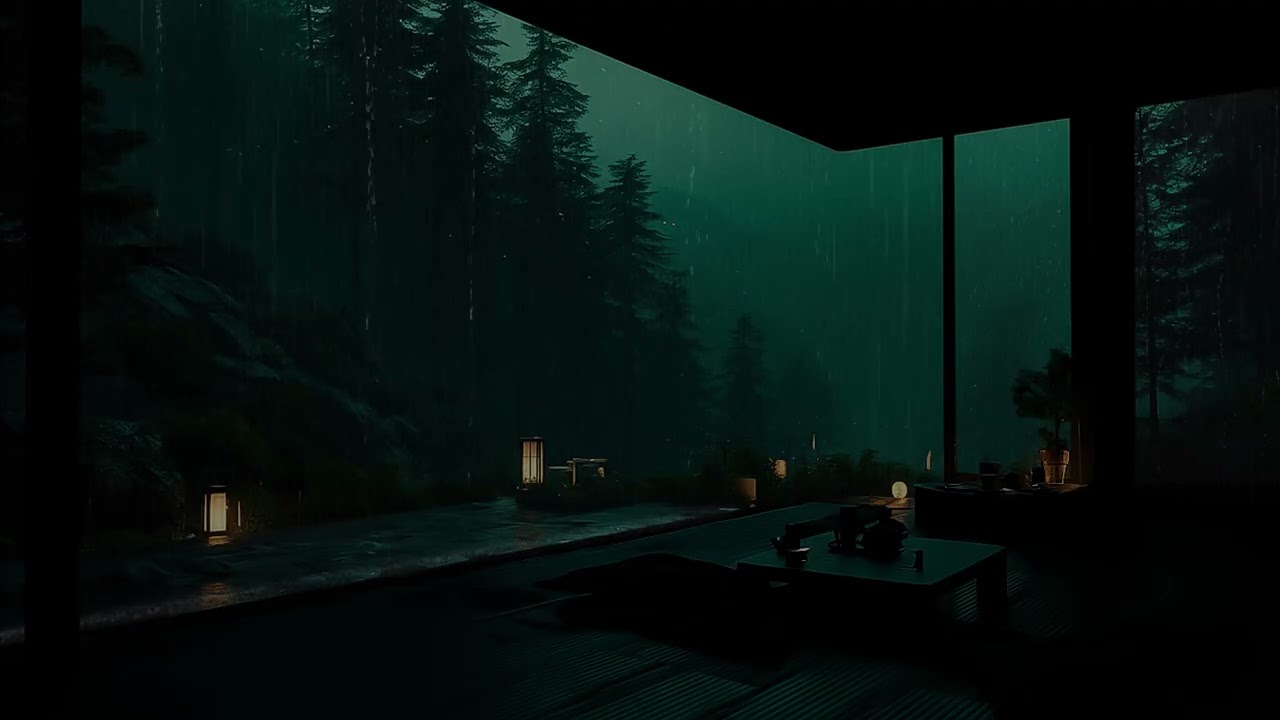 Gentle Winter Rain at a Quiet Forest Cabin (No Ads) | Peaceful Night Ambience for Deep Sleep