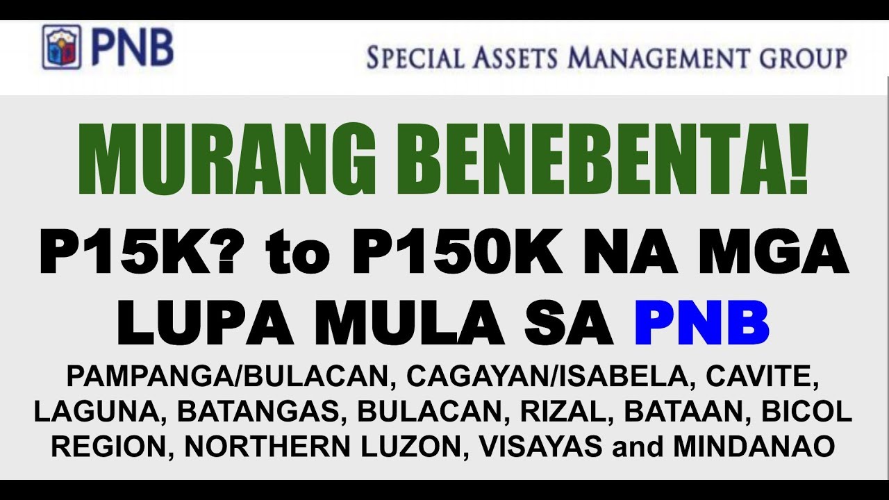 PNB LOTS FOR SALE As Low as P15K to P150K Foreclosed Properties Lots:Farm:Residential Areas