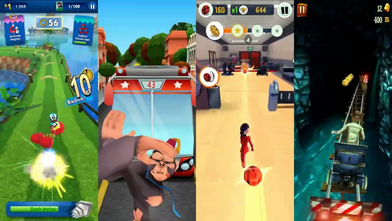 SonicDash vs  Bus Rush vs Miraculous vs Rail Rush