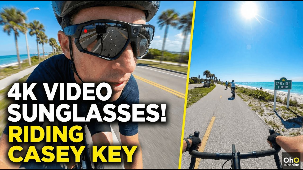 OhO sunshine 4K Ultra HD Water Resistance Video Sunglasses while Bicycle Riding - Casey Key, Florida