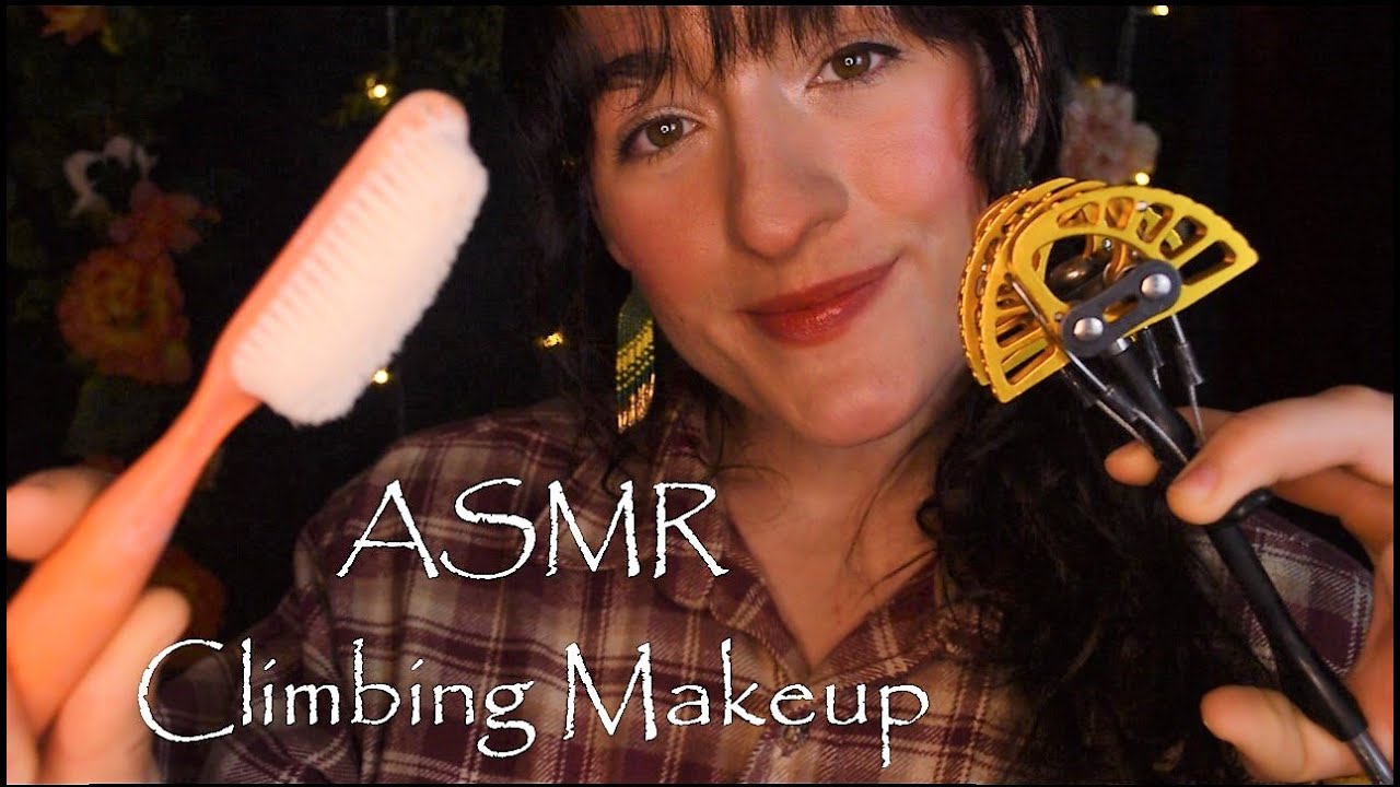 ASMR Makeup with CLIMBING GEAR! I use my full set of climbing makeup! Personal attention, roleplay 💄