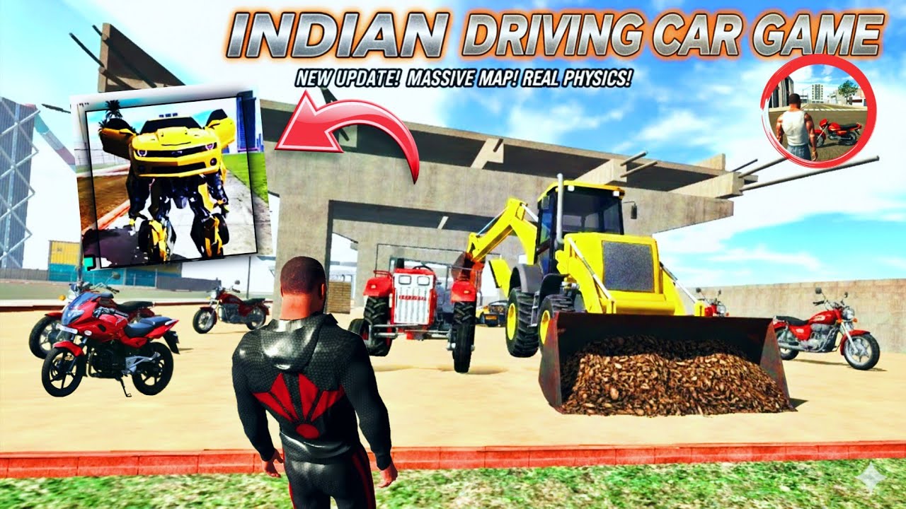 Indian bike driving 3D game new update robot character kaise laen JCB tractor se kaise #gaming #gta 