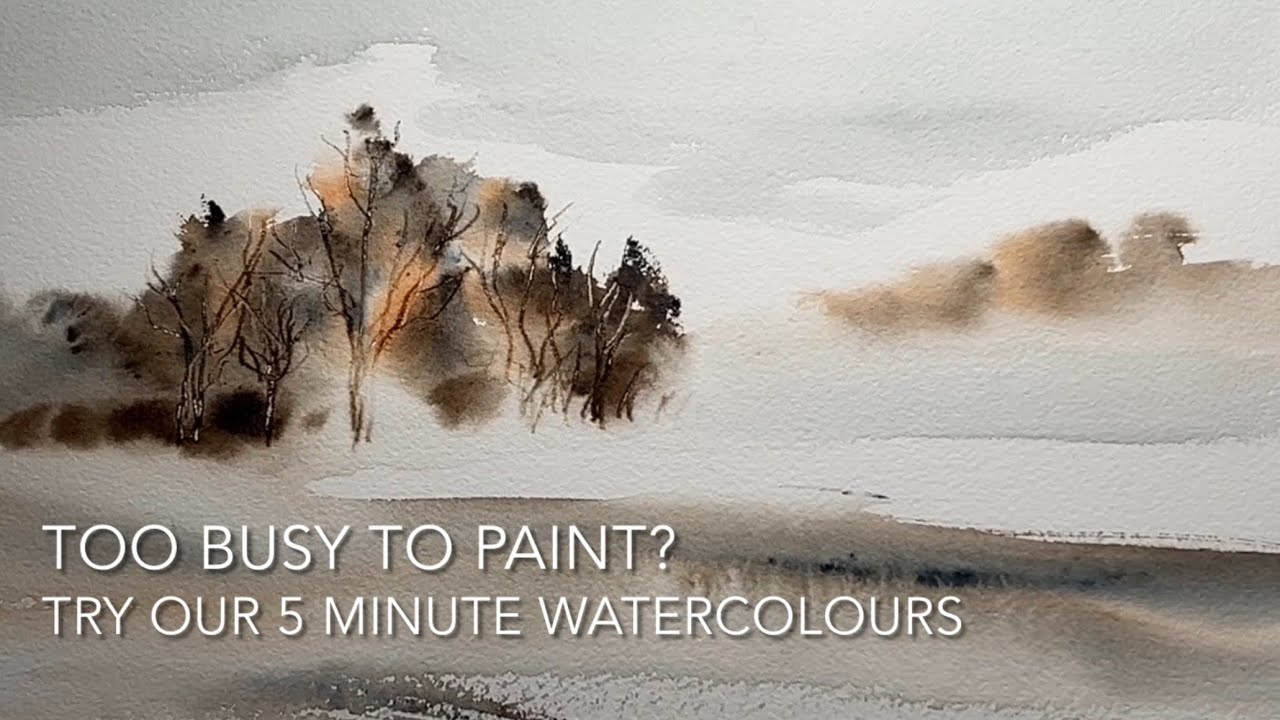 BEGINNERS 5 MINUTE Misty Winter WATERCOLOR LANDSCAPE 3 Colours Loose Watercolour PAINTING Techniques