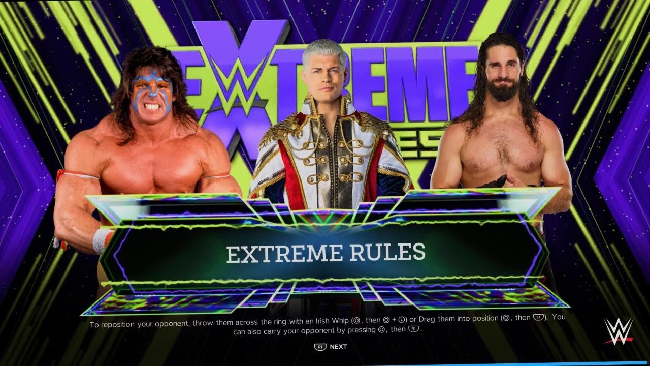 CODY VS ULTIMATE WARRIOR VS SETH ROLLINS EXTREME MATCH WWE2k25 4k QUALITY